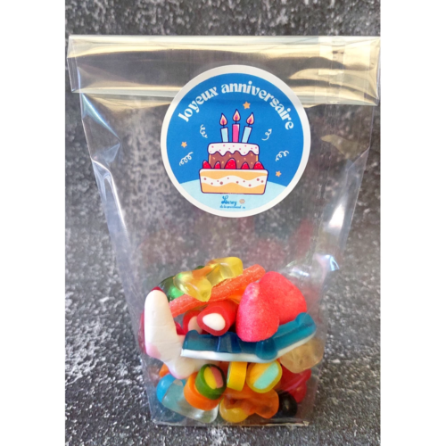 Sachet de bonbon Haribo anniversaire 100g - Leroy de la gourmandise